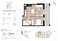 2 pokoje, mieszkanie 40,98 m², piętro 1, oferta nr A03, Krzesławickie Tarasy, Kraków, Wzgórza Krzesławickie, Zesławice, ul. Gustawa Morcinka 86C