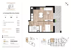 2 pokoje, mieszkanie 40,98 m², piętro 3, oferta nr A09, Krzesławickie Tarasy, Kraków, Wzgórza Krzesławickie, Zesławice, ul. Gustawa Morcinka 86C
