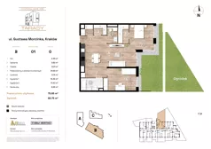 3 pokoje, mieszkanie 75,65 m², parter, oferta nr B01, Krzesławickie Tarasy, Kraków, Wzgórza Krzesławickie, Zesławice, ul. Gustawa Morcinka 86C