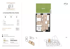 2 pokoje, mieszkanie 38,84 m², parter, oferta nr B11, Krzesławickie Tarasy, Kraków, Wzgórza Krzesławickie, Zesławice, ul. Gustawa Morcinka 86C