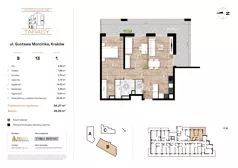 3 pokoje, mieszkanie 64,27 m², piętro 1, oferta nr B13, Krzesławickie Tarasy, Kraków, Wzgórza Krzesławickie, Zesławice, ul. Gustawa Morcinka 86C