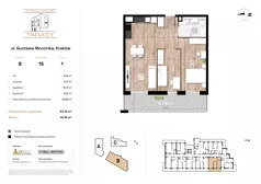3 pokoje, mieszkanie 57,14 m², piętro 1, oferta nr B15, Krzesławickie Tarasy, Kraków, Wzgórza Krzesławickie, Zesławice, ul. Gustawa Morcinka 86C
