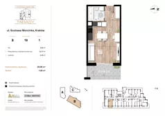 1 pokój, mieszkanie 29,89 m², piętro 1, oferta nr B19, Krzesławickie Tarasy, Kraków, Wzgórza Krzesławickie, Zesławice, ul. Gustawa Morcinka 86C