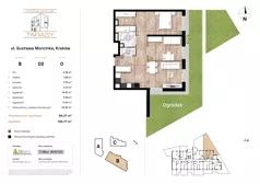 3 pokoje, mieszkanie 64,27 m², parter, oferta nr B02, Krzesławickie Tarasy, Kraków, Wzgórza Krzesławickie, Zesławice, ul. Gustawa Morcinka 86C