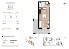 1 pokój, mieszkanie 34,10 m², piętro 1, oferta nr B20, Krzesławickie Tarasy, Kraków, Wzgórza Krzesławickie, Zesławice, ul. Gustawa Morcinka 86C