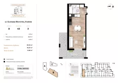 1 pokój, mieszkanie 34,10 m², piętro 3, oferta nr B43, Krzesławickie Tarasy, Kraków, Wzgórza Krzesławickie, Zesławice, ul. Gustawa Morcinka 86C