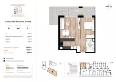 2 pokoje, mieszkanie 46,50 m², piętro 3, oferta nr B44, Krzesławickie Tarasy, Kraków, Wzgórza Krzesławickie, Zesławice, ul. Gustawa Morcinka 86C