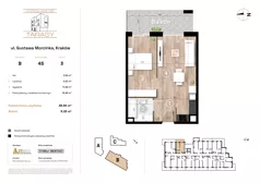 2 pokoje, mieszkanie 38,84 m², piętro 3, oferta nr B45, Krzesławickie Tarasy, Kraków, Wzgórza Krzesławickie, Zesławice, ul. Gustawa Morcinka 86C