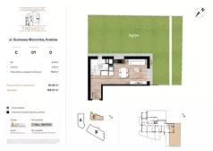 1 pokój, mieszkanie 29,36 m², parter, oferta nr C01, Krzesławickie Tarasy, Kraków, Wzgórza Krzesławickie, Zesławice, ul. Gustawa Morcinka 86C
