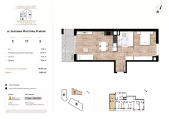 2 pokoje, mieszkanie 51,07 m², piętro 2, oferta nr C17, Krzesławickie Tarasy, Kraków, Wzgórza Krzesławickie, Zesławice, ul. Gustawa Morcinka 86C