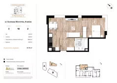 2 pokoje, mieszkanie 41,76 m², piętro 2, oferta nr C18, Krzesławickie Tarasy, Kraków, Wzgórza Krzesławickie, Zesławice, ul. Gustawa Morcinka 86C