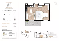 2 pokoje, mieszkanie 41,73 m², piętro 3, oferta nr C21, Krzesławickie Tarasy, Kraków, Wzgórza Krzesławickie, Zesławice, ul. Gustawa Morcinka 86C