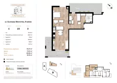 4 pokoje, mieszkanie 70,27 m², piętro 3, oferta nr C23, Krzesławickie Tarasy, Kraków, Wzgórza Krzesławickie, Zesławice, ul. Gustawa Morcinka 86C