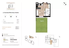 1 pokój, mieszkanie 28,50 m², parter, oferta nr C03, Krzesławickie Tarasy, Kraków, Wzgórza Krzesławickie, Zesławice, ul. Gustawa Morcinka 86C