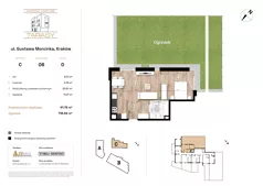 2 pokoje, mieszkanie 41,76 m², parter, oferta nr C06, Krzesławickie Tarasy, Kraków, Wzgórza Krzesławickie, Zesławice, ul. Gustawa Morcinka 86C