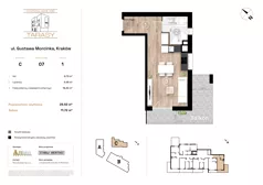 1 pokój, mieszkanie 29,52 m², piętro 1, oferta nr C07, Krzesławickie Tarasy, Kraków, Wzgórza Krzesławickie, Zesławice, ul. Gustawa Morcinka 86C