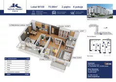 4 pokoje, mieszkanie 70,98 m², piętro 2, oferta nr M109, Nova Park III, Łomża, Południe, ul. Akademicka