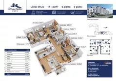 4 pokoje, mieszkanie 141,50 m², piętro 6, oferta nr M123, Nova Park III, Łomża, Południe, ul. Akademicka
