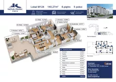 5 pokoi, mieszkanie 140,27 m², piętro 6, oferta nr M124, Nova Park III, Łomża, Południe, ul. Akademicka
