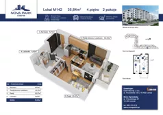 2 pokoje, mieszkanie 35,84 m², piętro 4, oferta nr M142, Nova Park III, Łomża, Południe, ul. Akademicka