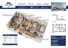 4 pokoje, mieszkanie 66,10 m², piętro 5, oferta nr M145, Nova Park III, Łomża, Południe, ul. Akademicka