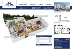 3 pokoje, mieszkanie 55,65 m², piętro 4, oferta nr M96, Nova Park III, Łomża, Południe, ul. Akademicka
