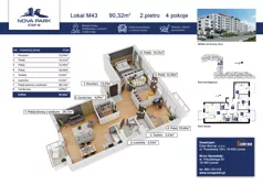 4 pokoje, mieszkanie 90,32 m², piętro 2, oferta nr M43, Nova Park III, Łomża, Południe, ul. Akademicka