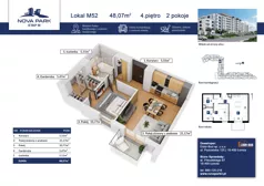 2 pokoje, mieszkanie 48,07 m², piętro 4, oferta nr M52, Nova Park III, Łomża, Południe, ul. Akademicka