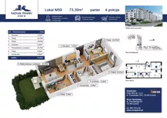 4 pokoje, mieszkanie 73,39 m², piętro 4, oferta nr M71, Nova Park III, Łomża, Południe, ul. Akademicka