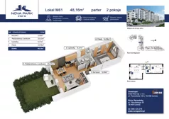 2 pokoje, mieszkanie 48,16 m², parter, oferta nr M61, Nova Park III, Łomża, Południe, ul. Akademicka