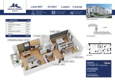 3 pokoje, mieszkanie 63,59 m², piętro 2, oferta nr M67, Nova Park III, Łomża, Południe, ul. Akademicka