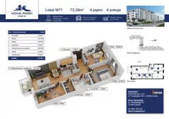 4 pokoje, mieszkanie 73,39 m², piętro 4, oferta nr M71, Nova Park III, Łomża, Południe, ul. Akademicka
