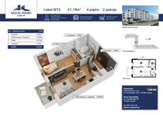 2 pokoje, mieszkanie 41,19 m², piętro 4, oferta nr M72, Nova Park III, Łomża, Południe, ul. Akademicka