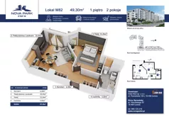 2 pokoje, mieszkanie 49,30 m², piętro 1, oferta nr M82, Nova Park III, Łomża, Południe, ul. Akademicka