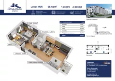 3 pokoje, mieszkanie 55,65 m², piętro 4, oferta nr M96, Nova Park III, Łomża, Południe, ul. Akademicka