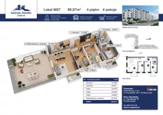 4 pokoje, mieszkanie 86,63 m², piętro 4, oferta nr M97, Nova Park III, Łomża, Południe, ul. Akademicka