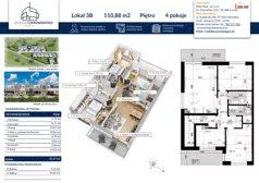 4 pokoje, mieszkanie 110,88 m², piętro 1, oferta nr 3B, Osiedle Żeromskiego IV, Tobolice, ul. Stefana Żeromskiego
