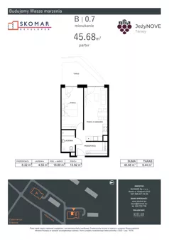 2 pokoje, mieszkanie 45,68 m², parter, oferta nr B0_7, JeżyNOVE Tarasy, Ząbkowice Śląskie, ul. Jeżynowa