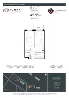 2 pokoje, mieszkanie 45,95 m², piętro 4, oferta nr B4_7, JeżyNOVE Tarasy, Ząbkowice Śląskie, ul. Jeżynowa