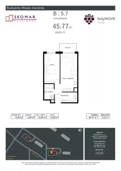 2 pokoje, mieszkanie 45,77 m², piętro 5, oferta nr B5_7, JeżyNOVE Tarasy, Ząbkowice Śląskie, ul. Jeżynowa