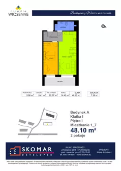 2 pokoje, mieszkanie 48,10 m², piętro 1, oferta nr A1_7, Osiedle Wiosenne, Kłodzko, ul. Zimowa