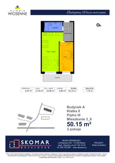 2 pokoje, mieszkanie 50,15 m², piętro 3, oferta nr A3_8, Osiedle Wiosenne, Kłodzko, ul. Zimowa