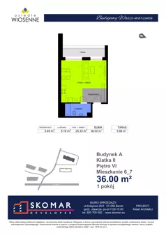 2 pokoje, mieszkanie 36,00 m², piętro 6, oferta nr A6_7, Osiedle Wiosenne, Kłodzko, ul. Zimowa