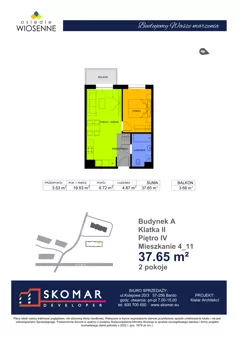 2 pokoje, mieszkanie 37,65 m², piętro 4, oferta nr A4_11, Osiedle Wiosenne, Kłodzko, ul. Zimowa