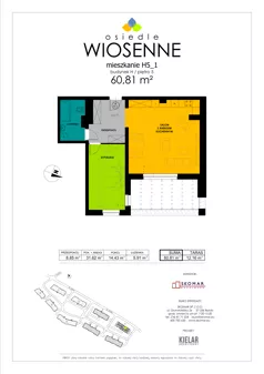 2 pokoje, mieszkanie 62,99 m², piętro 5, oferta nr H5_1, Osiedle Wiosenne, Kłodzko, ul. Zimowa