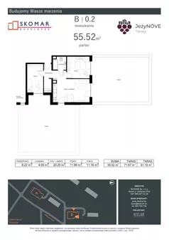 3 pokoje, mieszkanie 55,52 m², parter, oferta nr B0_2, JeżyNOVE Tarasy, Ząbkowice Śląskie, ul. Jeżynowa