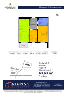 3 pokoje, mieszkanie 63,63 m², piętro 1, oferta nr A1_1, Osiedle Wiosenne, Kłodzko, ul. Zimowa