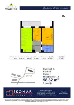 3 pokoje, mieszkanie 58,32 m², piętro 1, oferta nr A1_4, Osiedle Wiosenne, Kłodzko, ul. Zimowa