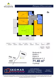 4 pokoje, mieszkanie 71,40 m², piętro 2, oferta nr A2_2, Osiedle Wiosenne, Kłodzko, ul. Zimowa