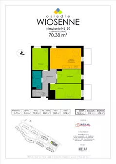 4 pokoje, mieszkanie 71,69 m², piętro 1, oferta nr H1_10, Osiedle Wiosenne, Kłodzko, ul. Zimowa